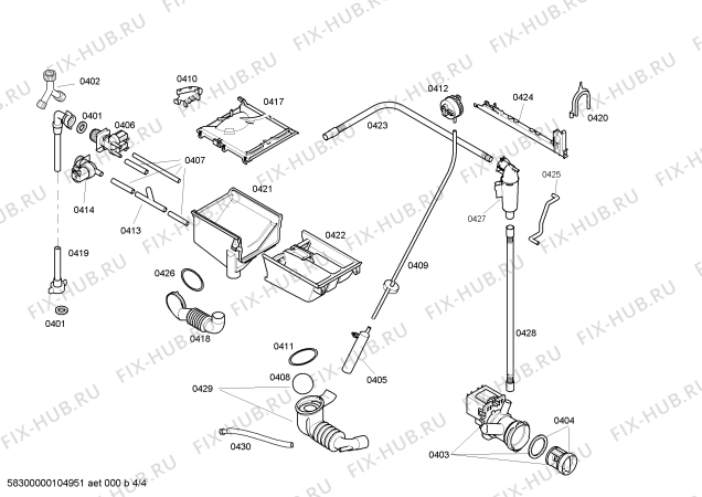 Взрыв-схема стиральной машины Siemens WXL822GR SIWAMAT XL 822 - Схема узла 04