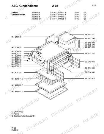 Взрыв-схема плиты (духовки) Aeg COMP. 52580B-W GB - Схема узла Section2