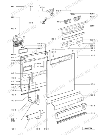 Схема №1 GSFK 2584 WS с изображением Панель для посудомоечной машины Whirlpool 481245371263