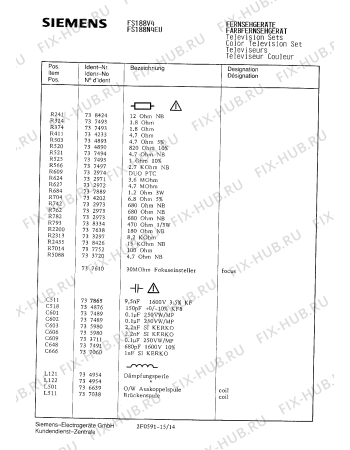 Взрыв-схема телевизора Siemens FS188V4 - Схема узла 14