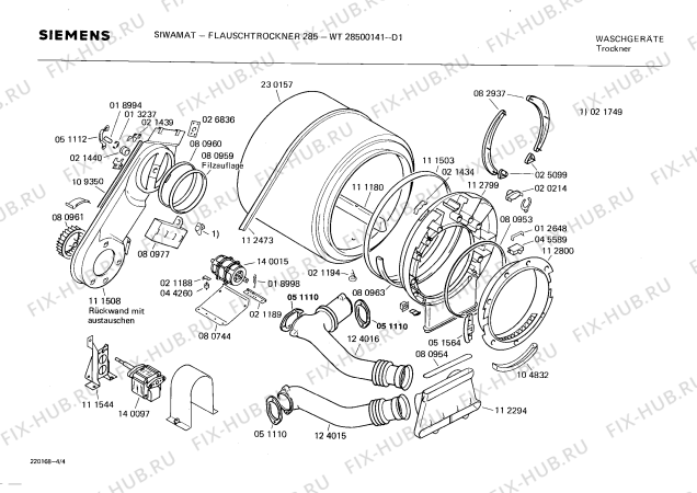 Схема №2 WT28500141 FLAUSCHTROCKNER 285 с изображением Переключатель для сушилки Siemens 00053877