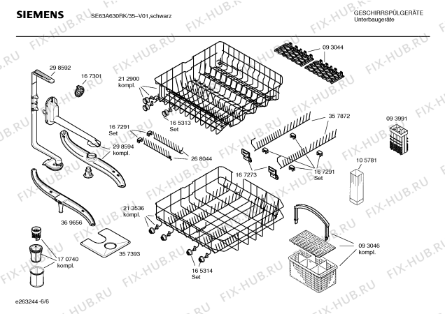 Взрыв-схема посудомоечной машины Siemens SE63A630RK - Схема узла 06