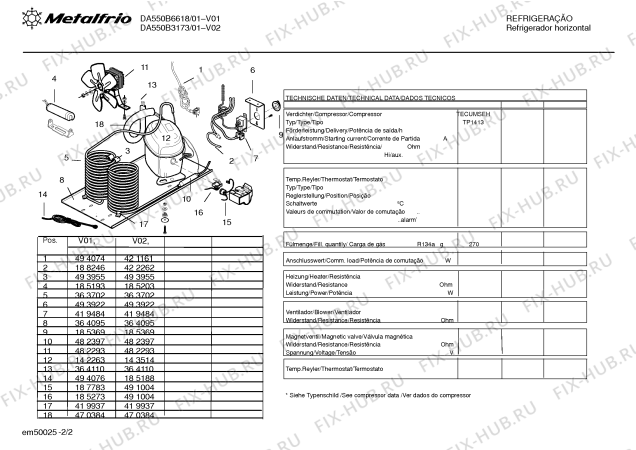 Взрыв-схема холодильника Metalfrio DA550B3173 - Схема узла 02