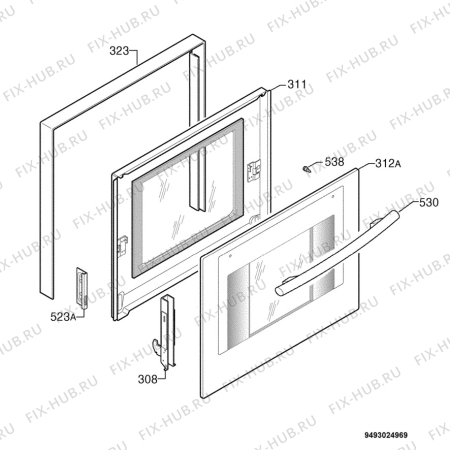 Взрыв-схема плиты (духовки) Electrolux EOB2700B - Схема узла Door 003