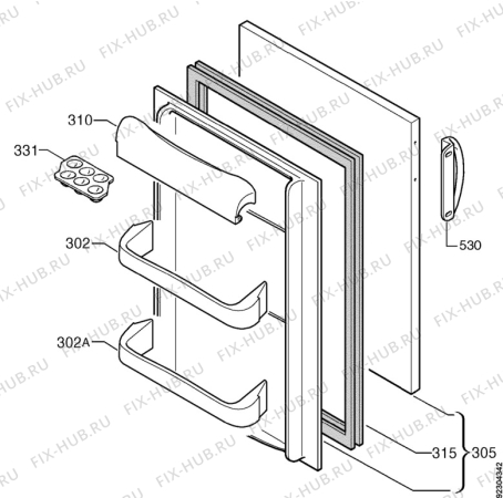 Взрыв-схема холодильника Rosenlew RJVL149 - Схема узла Door 003