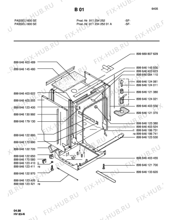 Взрыв-схема посудомоечной машины Aeg PASSELI 600 SE - Схема узла Housing 001