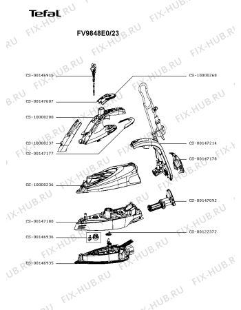 Схема №1 FV9848E0/23 с изображением Рукоятка для электроутюга Tefal CS-10000200