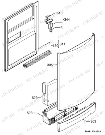 Взрыв-схема посудомоечной машины Zanker ZDS2010X - Схема узла Door 003