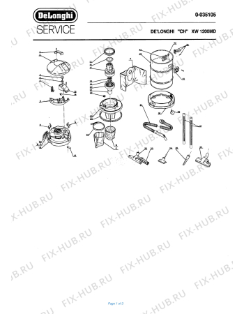 Схема №1 DOMO PROFI WET & DRY с изображением Руководство для пылесоса DELONGHI VT307067