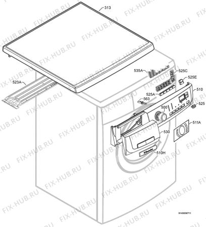 Взрыв-схема стиральной машины Electrolux EWF12449W - Схема узла Command panel 037