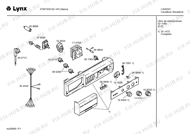 Схема №4 4TW725A LYNX 4TW725A с изображением Ручка выбора программ для стиралки Bosch 00168333