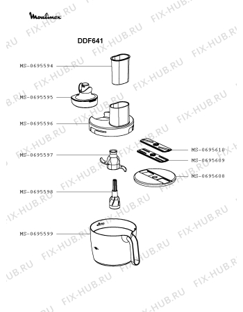 Взрыв-схема блендера (миксера) Moulinex DDF641 - Схема узла XP002969.7P3