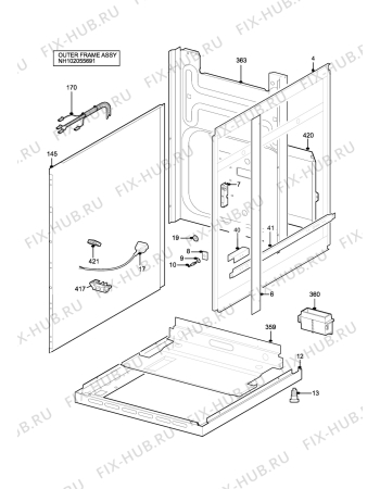 Взрыв-схема плиты (духовки) Parkinson Cowan SIG554GRN - Схема узла H10 Outer Frame