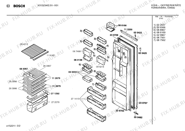 Взрыв-схема холодильника Bosch KIV3234IE - Схема узла 02