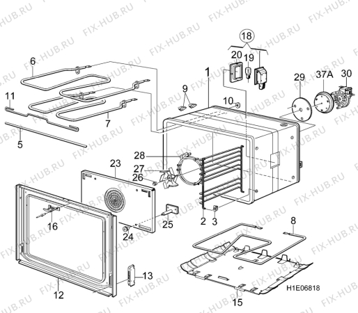 Взрыв-схема комплектующей Elektro Helios SK7269 - Схема узла H10 Main Oven Cavity (large)