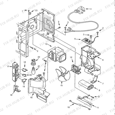 Взрыв-схема микроволновой печи Electrolux EME2362 - Схема узла Electrical equipment