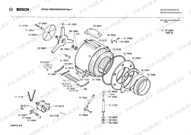 Взрыв-схема стиральной машины Bosch WMV639234 V6392 - Схема узла 03