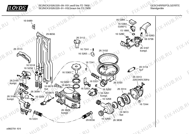 Взрыв-схема посудомоечной машины Lloyds SE2NCK2 LLoyds401eco comfor - Схема узла 04