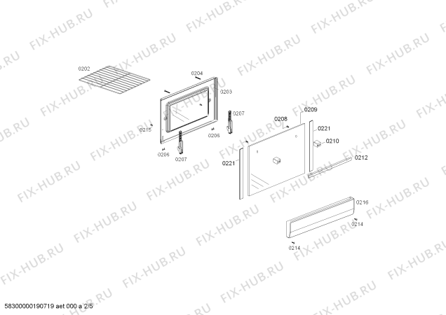 Взрыв-схема плиты (духовки) Bosch HSG19I22SE COCINA PRO6100 IX 220V/50Hz - Схема узла 02