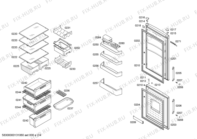 Взрыв-схема холодильника Bosch KGH36X50GB - Схема узла 02