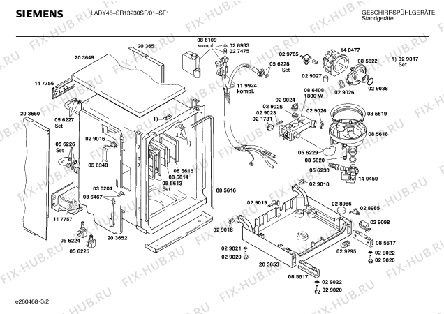 Взрыв-схема посудомоечной машины Siemens SR13230SF - Схема узла 02
