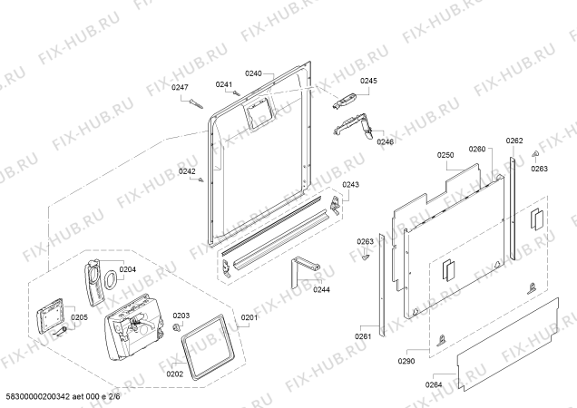 Взрыв-схема посудомоечной машины Bosch SBA46GX00E accent line - Схема узла 02