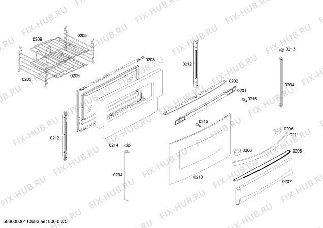 Взрыв-схема плиты (духовки) Bosch HSK43K30EC - Схема узла 02