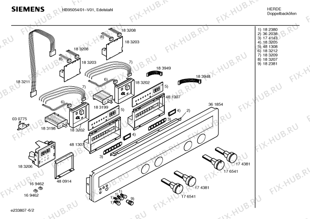 Взрыв-схема плиты (духовки) Siemens HB95054 - Схема узла 02