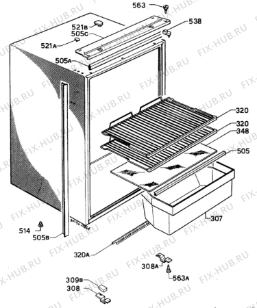 Взрыв-схема холодильника Unknown KVI1600 - Схема узла C10 Cabinet/Interior