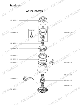 Схема №1 AR100160/6W0 с изображением Корпусная деталь для электрокофемашины Moulinex SS-193423