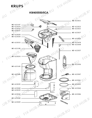 Схема №1 KM405550/5CA с изображением Покрытие для электрокофемашины Krups MS-622145