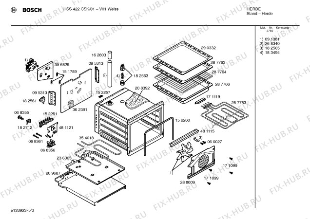 Схема №4 HSS252KEU с изображением Ручка управления духовкой для духового шкафа Bosch 00173098