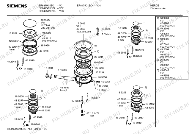 Схема №3 ER847501E с изображением Инструкция по эксплуатации для электропечи Siemens 00589802