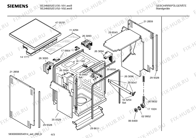 Схема №3 SE24M252EU с изображением Инструкция по эксплуатации для посудомойки Siemens 00591206