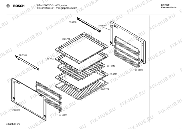 Схема №1 HBN252CCC с изображением Панель управления для плиты (духовки) Bosch 00299677
