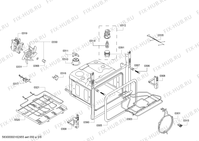 Взрыв-схема плиты (духовки) Bosch HBB56C552E H.BO.NP.C3D.IN.CARRO.B5/.X.E3_MCT/ - Схема узла 03