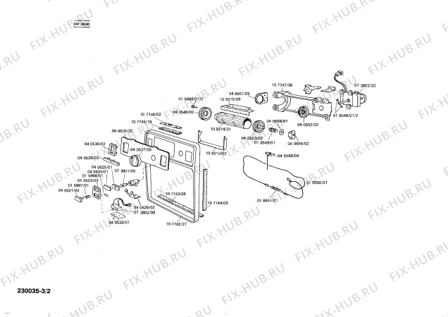 Взрыв-схема микроволновой печи Siemens HF0630 - Схема узла 02