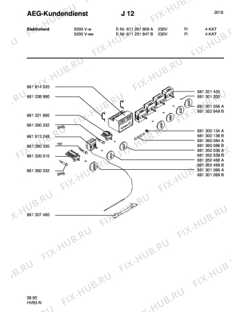 Взрыв-схема плиты (духовки) Aeg 5200V-W SF - Схема узла Section6