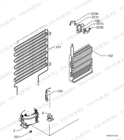 Взрыв-схема холодильника Electrolux EUF10810 - Схема узла Cooling system 017