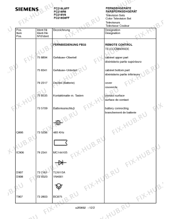 Схема №7 FC216S6FF с изображением Инструкция по эксплуатации для жк-телевизора Siemens 00531085