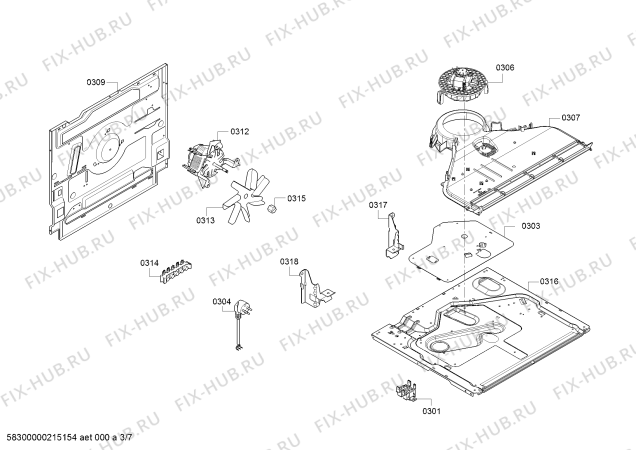 Взрыв-схема плиты (духовки) Siemens HX9R3AE50 - Схема узла 03