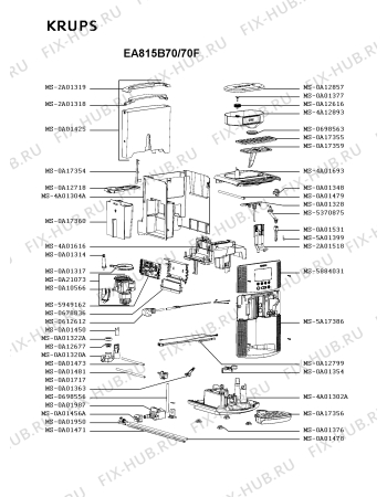 Схема №2 EA815B70/70G с изображением Блок управления для кофеварки (кофемашины) Krups MS-5884031
