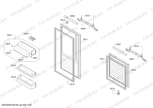 Схема №4 KIF39P61HK с изображением Крышка для холодильной камеры Bosch 00677025