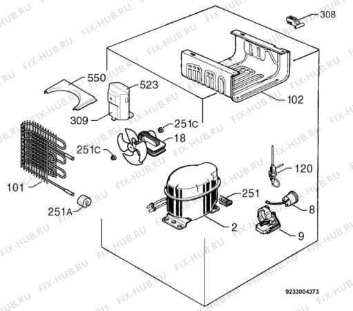 Взрыв-схема холодильника Zanussi ZU9141 - Схема узла Cooling system 017