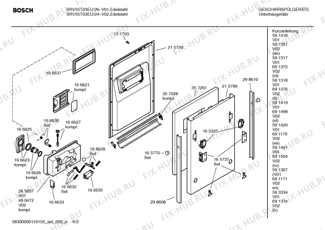 Схема №3 SRV55T03EU с изображением Краткая инструкция для посудомойки Bosch 00591418