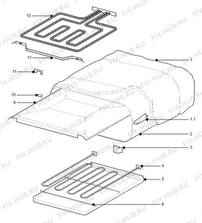 Взрыв-схема плиты (духовки) Electrolux ED925W - Схема узла H10 Grill cavity assy