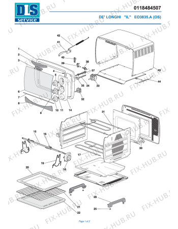 Схема №1 EO3835.A с изображением Фиксатор для электропечи DELONGHI 7018108300