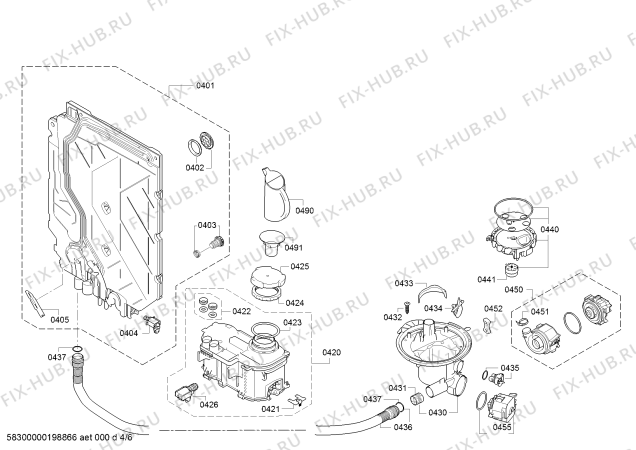 Взрыв-схема посудомоечной машины Siemens SX536S01KE - Схема узла 04
