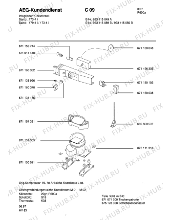 Взрыв-схема холодильника Aeg S179-4 I - Схема узла Refrigerator electrical equipment