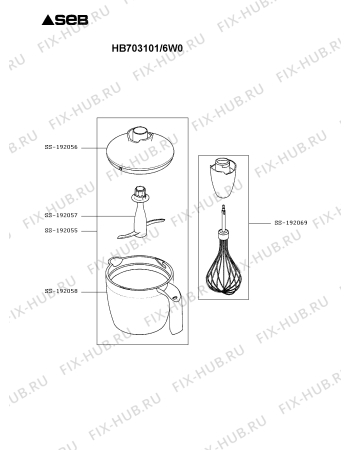 Взрыв-схема блендера (миксера) Seb HB703101/6W0 - Схема узла KP002835.2P2